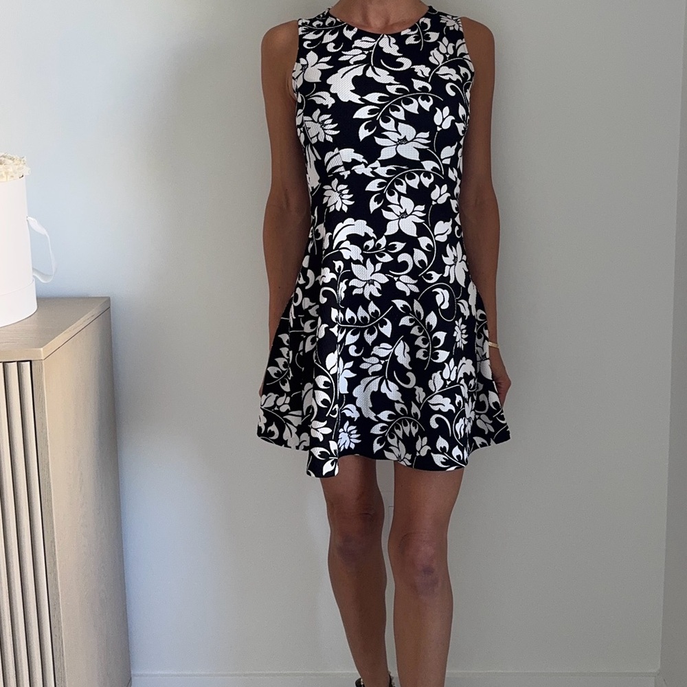 Black and White Fit and Flare Dress